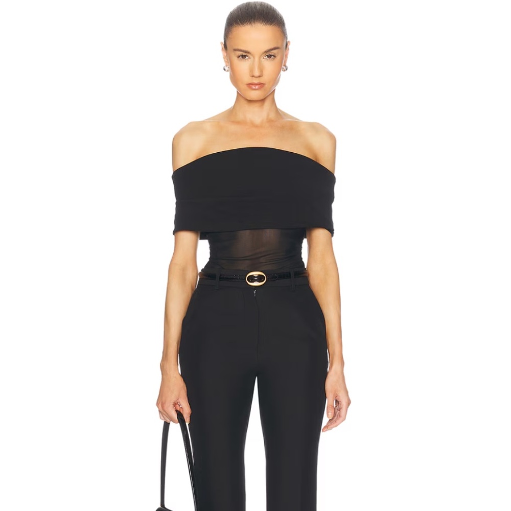 SEROYA Wilda Black Mesh Bodysuit